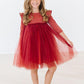 Pumpkin Spice Shimmer 3/4 Sleeve Tutu Dress
