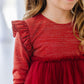 Pumpkin Spice Shimmer 3/4 Sleeve Tutu Dress