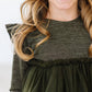 Olive Shimmer 3/4 Sleeve Tutu Dress