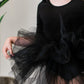 Black 3/4 Sleeve Tutu Leotard