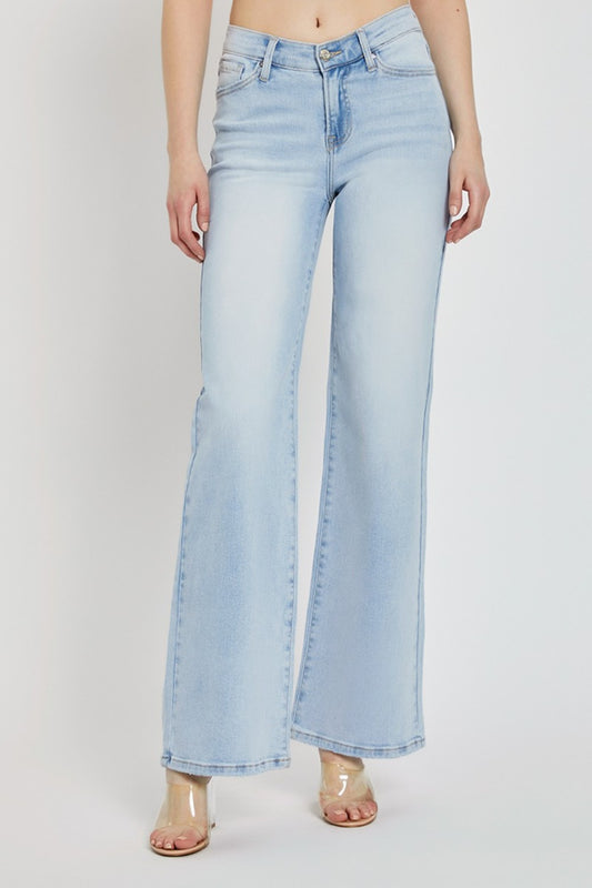 RISEN Lillith Wide Leg V Dipped Front Waist Jeans