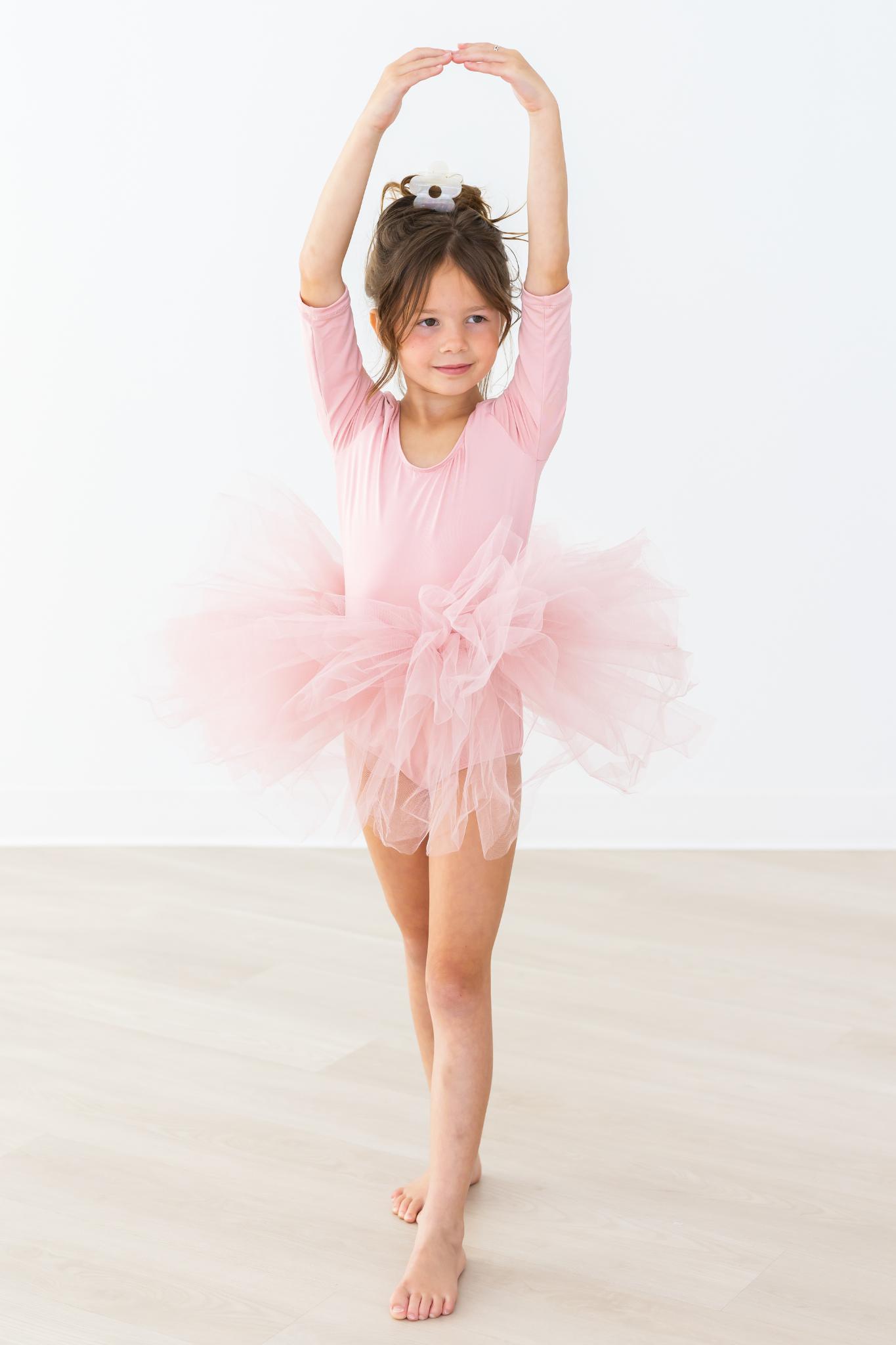 Vintage Pink 3/4 Sleeve Tutu Leotard