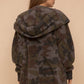 So Soft Plush Hooded Open Jacket- Camo