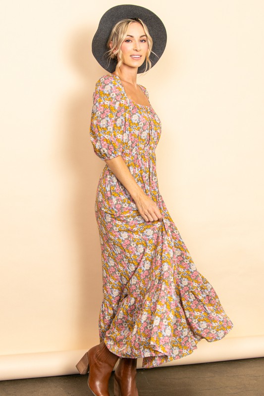 Sienna Reversible Fall Floral Maxi Dress