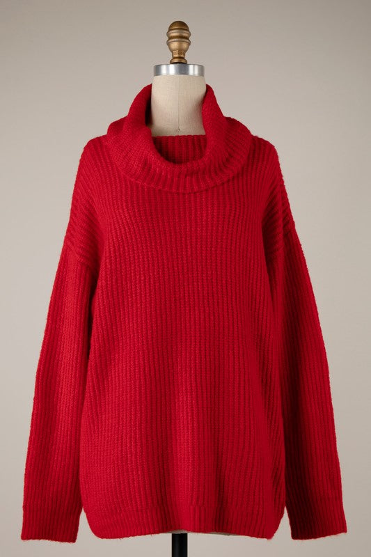 Leah Open Back Turtleneck- Red