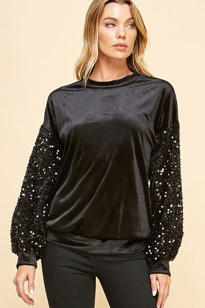 Noel Velvet Top- Black