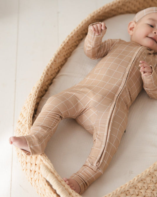 Cinnamon Cider Grid Zip Romper