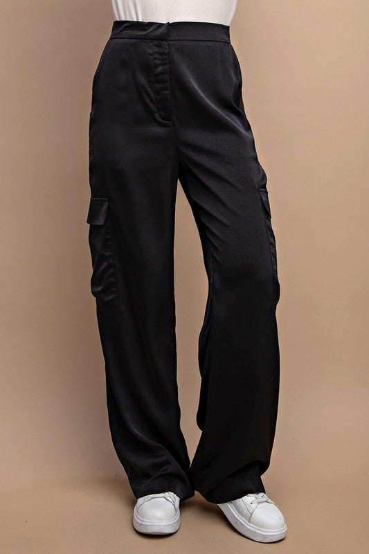Take Me Downtown Satin Cargo Pants