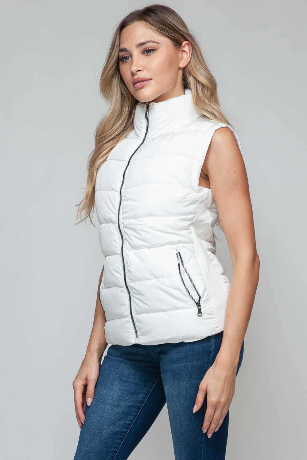 Apres Ski Zip Up Vest- White