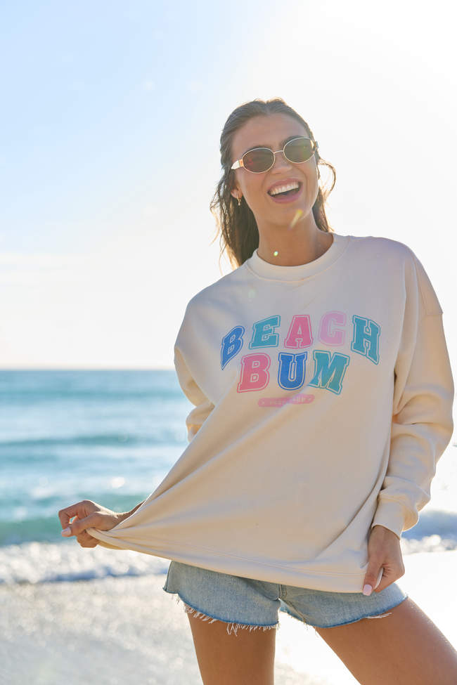Beach Bum Cream Graphic Sweatshirt