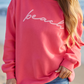 Beach Script Light Red Graphic Sweatshirt