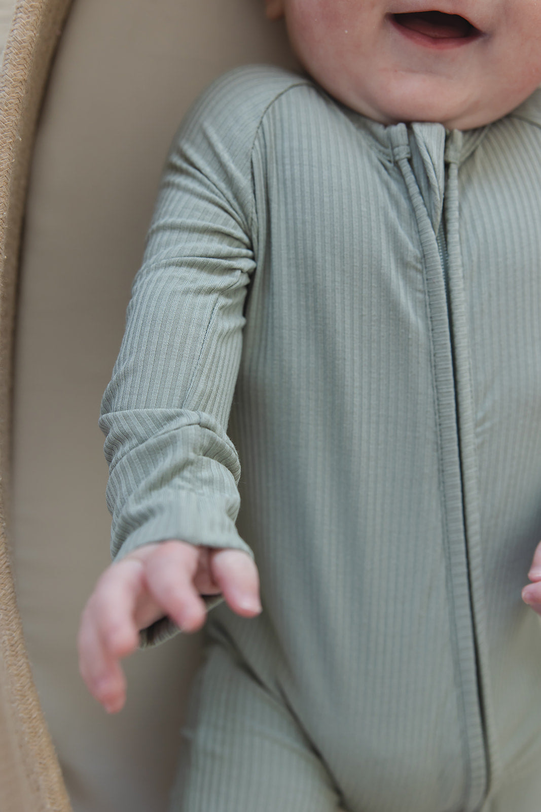 Sage Ribbed Zippy