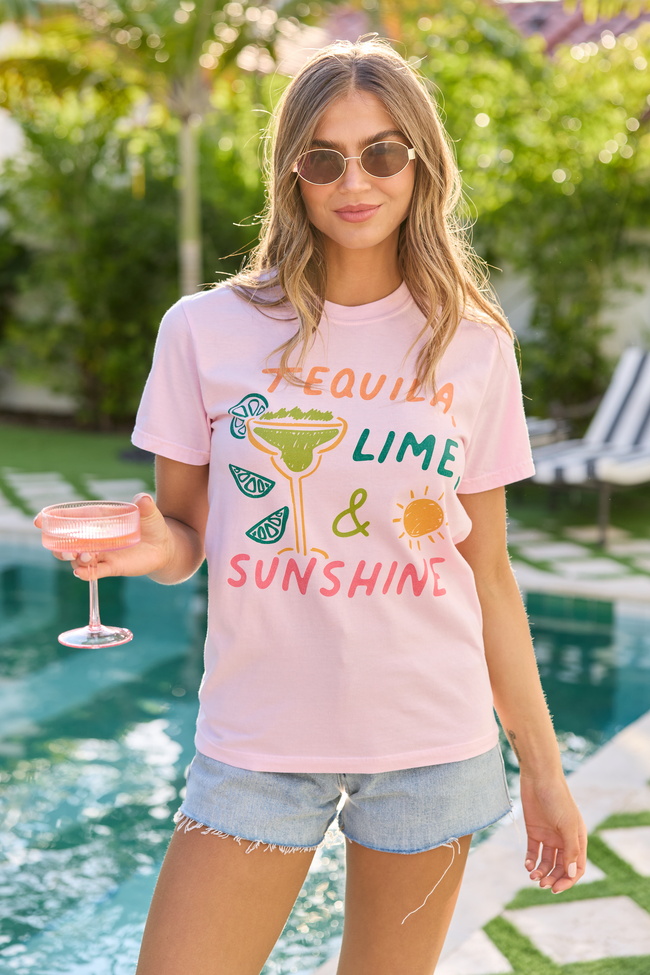 Tequila, Lime, & Sunshine Light Pink Graphic Tee