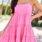 Change My Tune Hot Pink Square Neck Solid Romper Dress