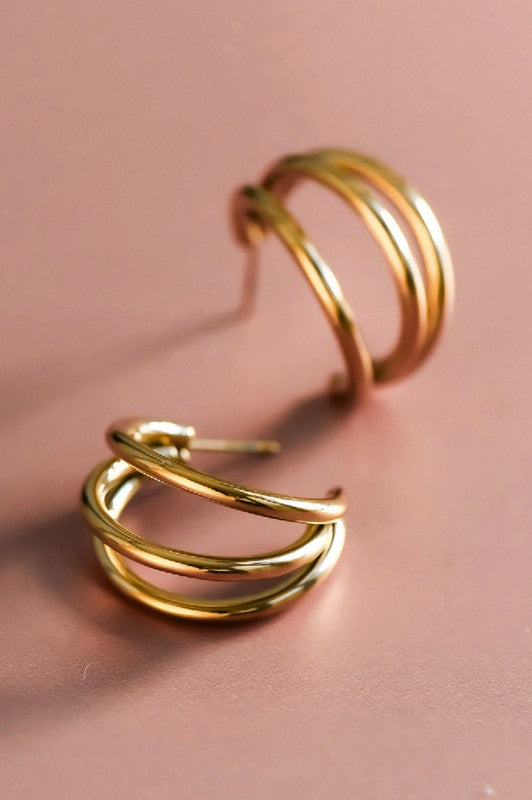 Triple Threat Hoop Earrings