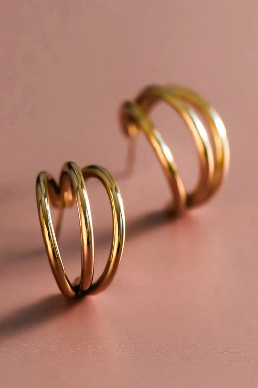 Triple Threat Hoop Earrings