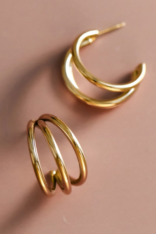 Triple Threat Hoop Earrings