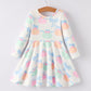Pastel Pumpkins & Bows Long Sleeve Dress
