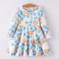 Floral Pumpkin Print Long Sleeve Dress