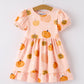 Fun Pumpkin Short Sleeve Girls Dress
