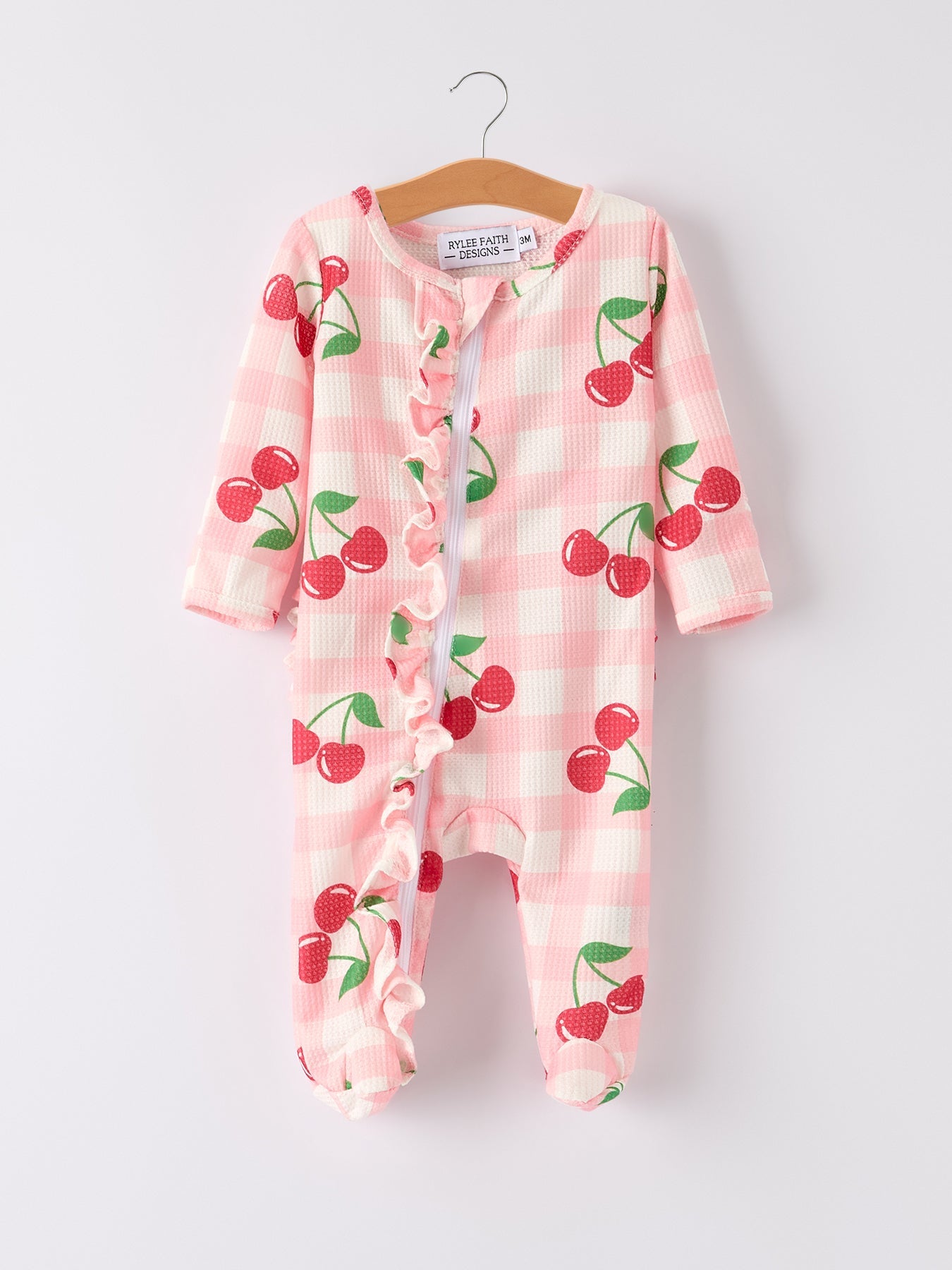 Waffle Cherry Plaid Zip Pajama