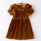 Autumn Brown Velvet Girls Dress