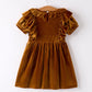 Autumn Brown Velvet Girls Dress