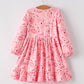 Halloween Football Pumpkin Bow Print Pink Girls Dress