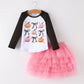 Halloween Printed Children's Top + Pink Gauze Skirt