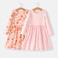 Fall Thanksgiving & Halloween Pumpkin Maple Leaf Drink Print Two-Piece Dress