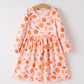 Fall Thanksgiving & Halloween Pumpkin Maple Leaf Drink Print Two-Piece Dress