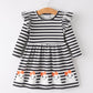 Halloween Black and White Striped Print Girls Dress