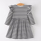 Halloween Black and White Striped Print Girls Dress