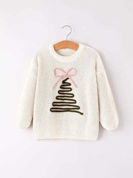 Girls Christmas Tree Pullover Sweater