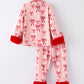 Christmas Bow Girls Pajama Set with Furry Trim