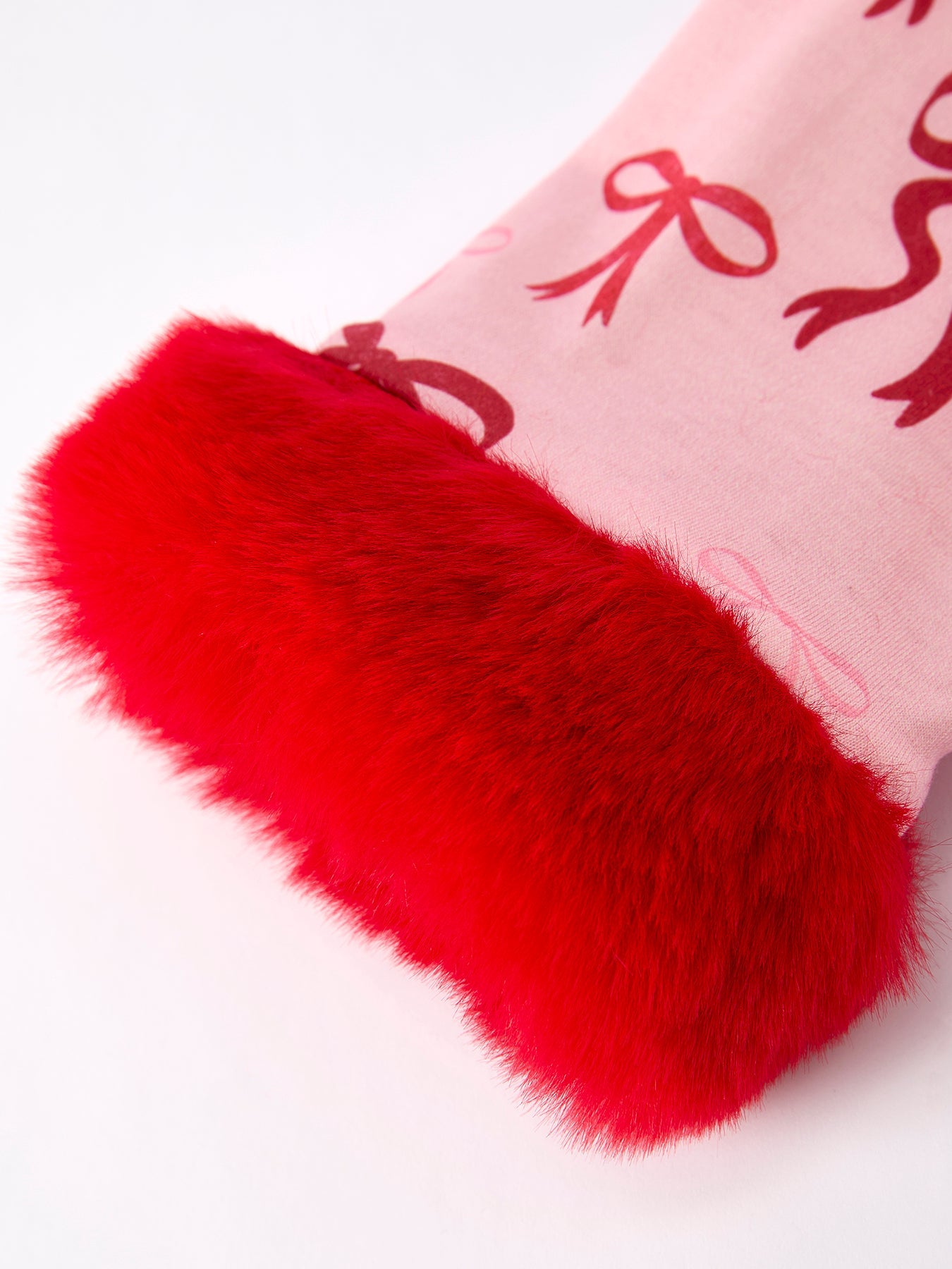 Christmas Bow Girls Pajama Set with Furry Trim