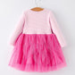 Pink Christmas Santa Applique Striped Girls Dress