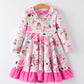 Girls TS Print Ruffle Long Sleeve Dress