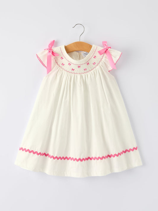 Pink Bow Embroidered dress