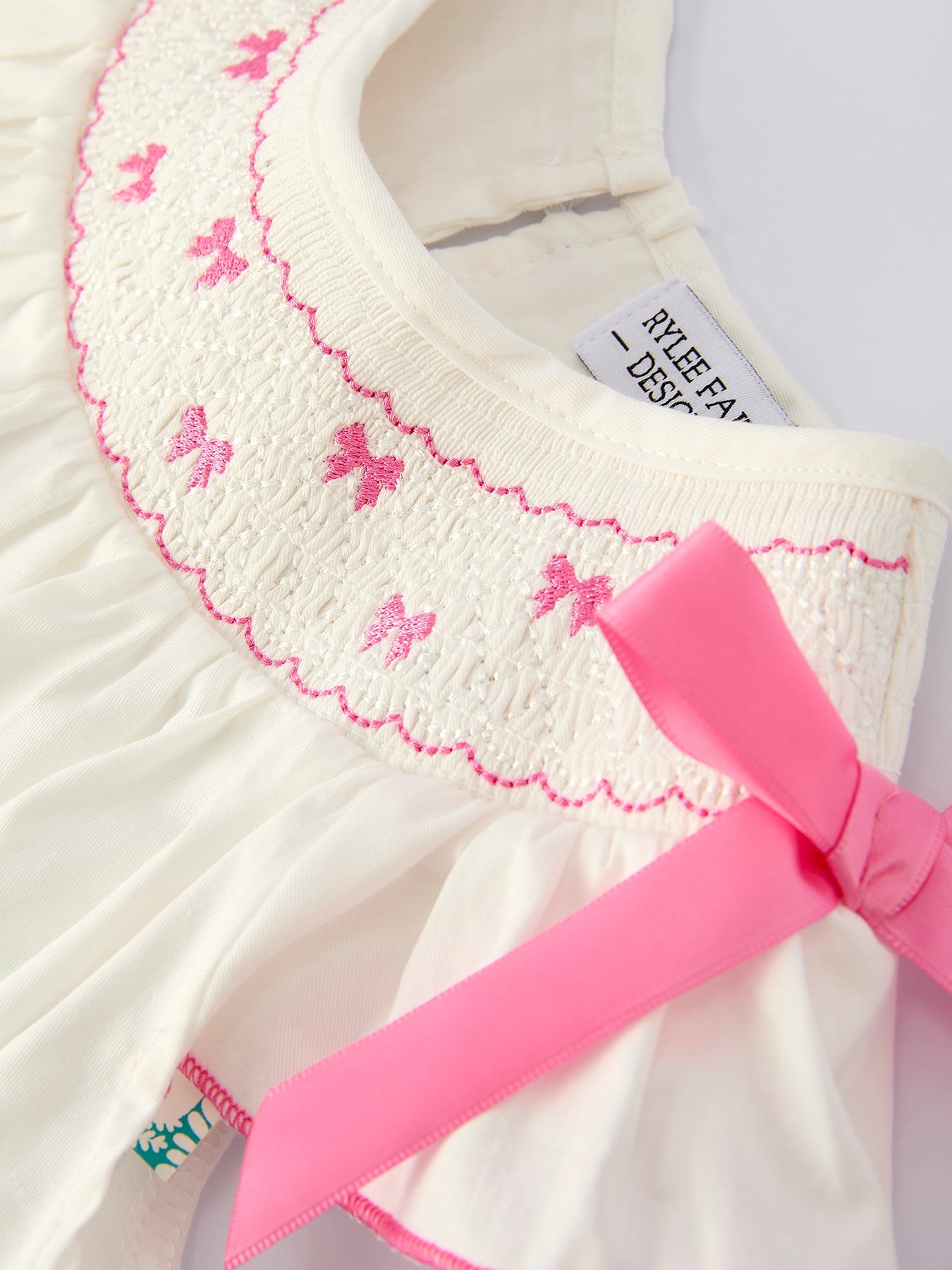 Pink Bow Embroidered dress
