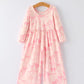 Pink Bow Print Long Sleeve Jumpsuit
