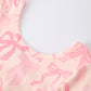 Pink Bow Print Long Sleeve Jumpsuit