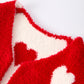 Valentine’s Day Girls Red Heart Pattern Fuzzy Knit Cardigan with Front Pockets