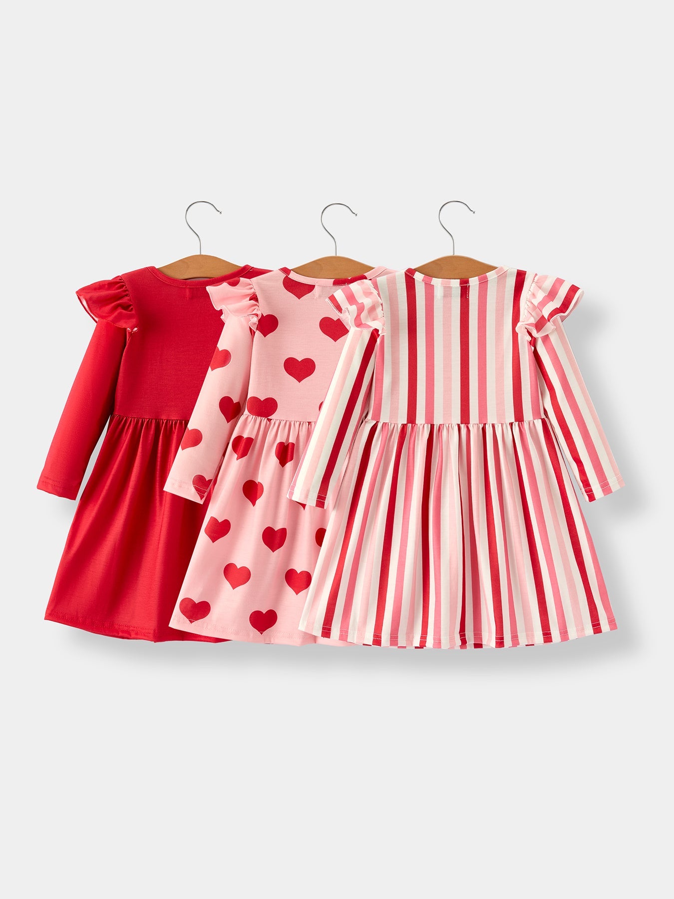 Valentine’s Girls Long Sleeve 3-Pack Dress Set