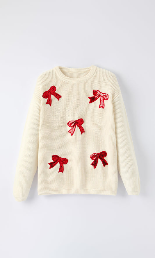 Mom & Mini Sequin Bows Sweater