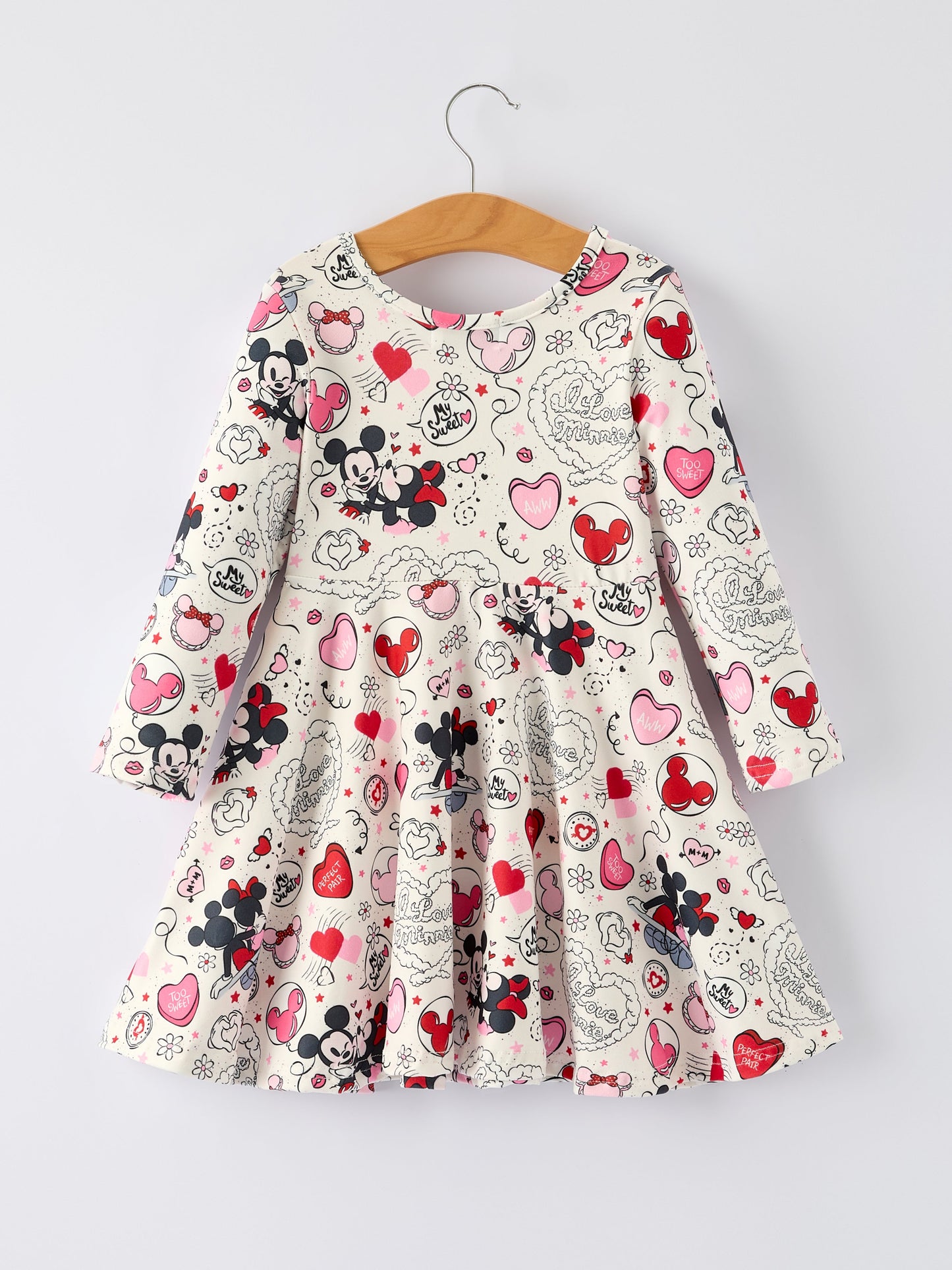 M&M Valentine's Day Girls' Long Sleeve Letter Print Dress