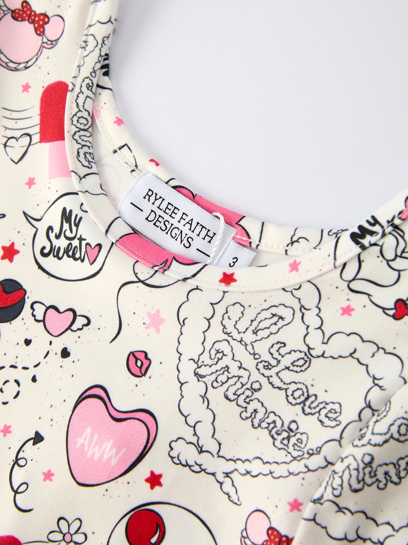 M&M Valentine's Day Girls' Long Sleeve Letter Print Dress