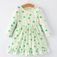 St. Patrick's Day Bow Shamrock Print Ruffles Girls Dress