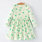 St. Patrick's Day Bow Shamrock Print Ruffles Girls Dress
