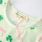 St. Patrick's Day Bow Shamrock Print Ruffles Girls Dress